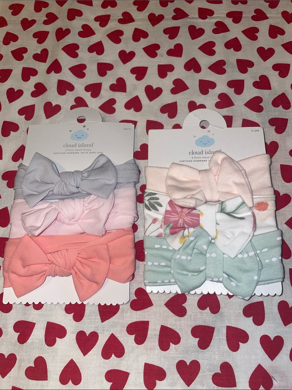 2 packs of 3 cloud island baby girl head wraps (6) (new)